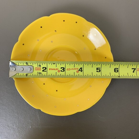 Anthropologie Blue Bird Yellow Teacup Saucer Set of 2 Cups Gold Polka Dots - Picture 11 of 13